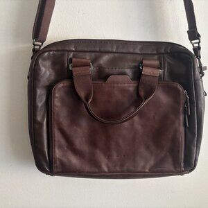 $950 Piquadro Brown Leather Briefcase / Laptop Messenger Bag